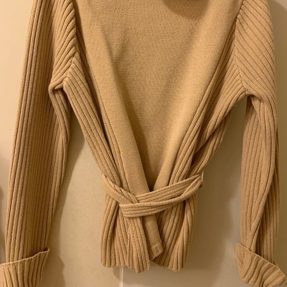 Liz Claiborne LizSport Tan Turtleneck Sweater, Long & Belted, Size XL - Picture 2 of 10